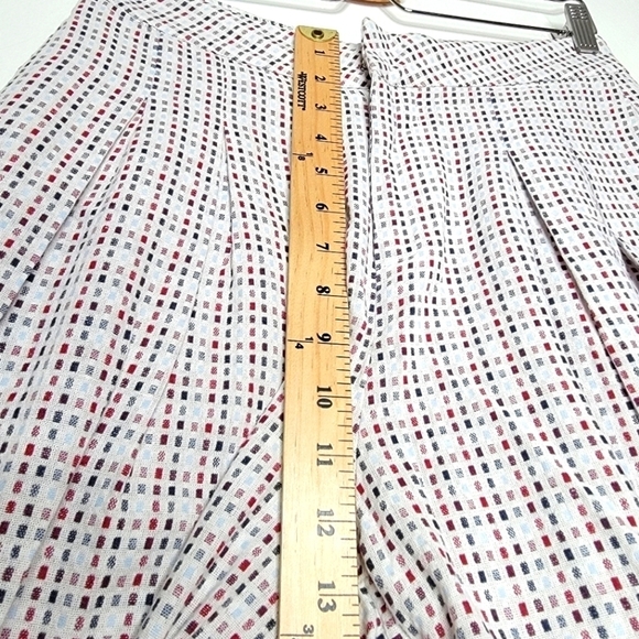 FARROW Fran Pleated High Rise Trousers Checked Jacquard Gaucho Women Medium Red - Picture 13 of 13